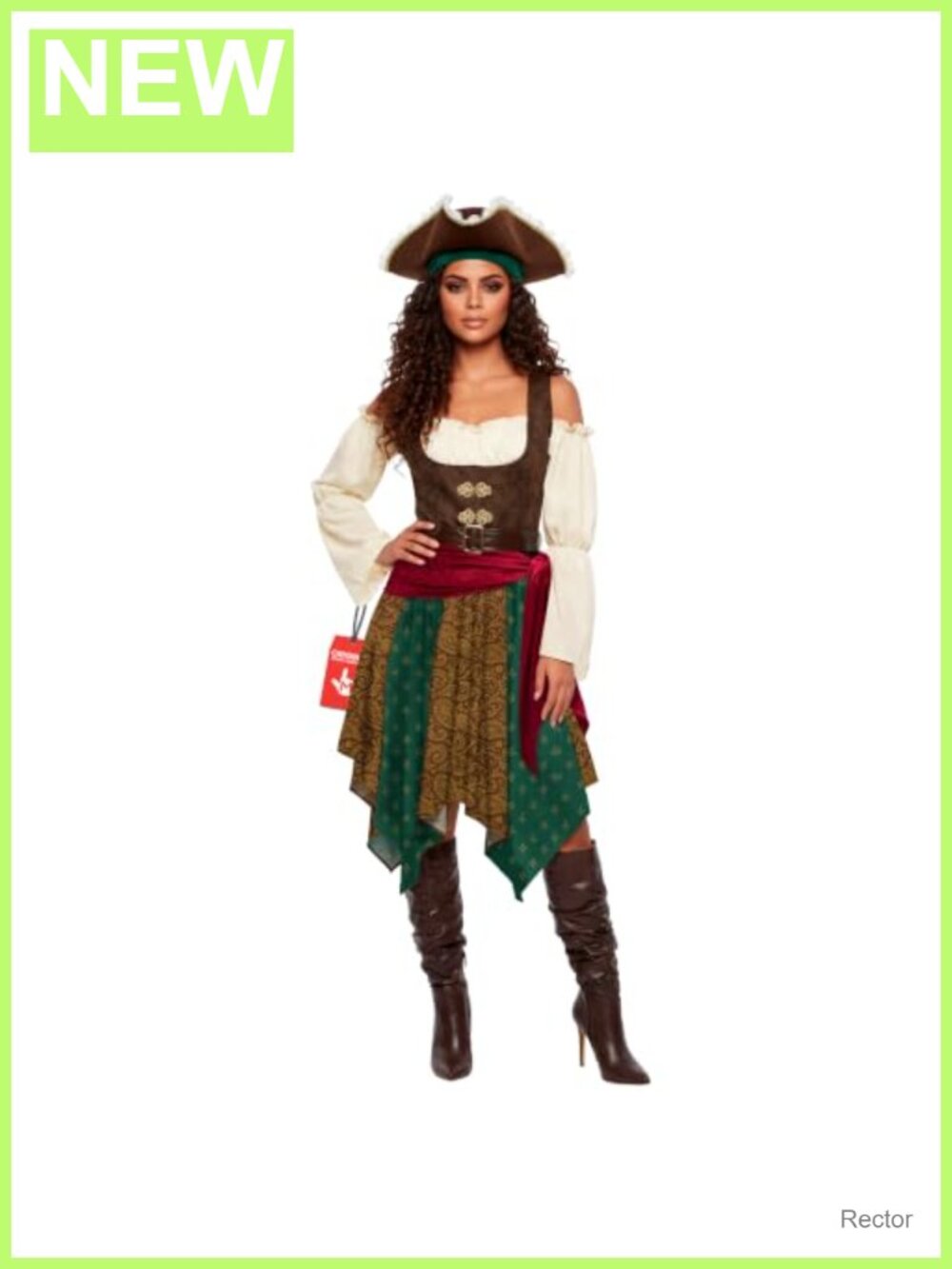 Women's Pirate Costume Set Dress Hat Bandana Belt Sash Halloween